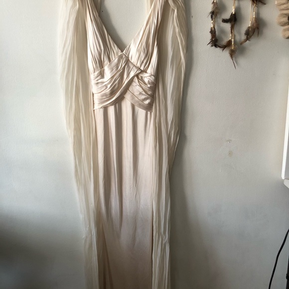 Draped ivory wedding dress silk and chiffon NWOT - Picture 3 of 8